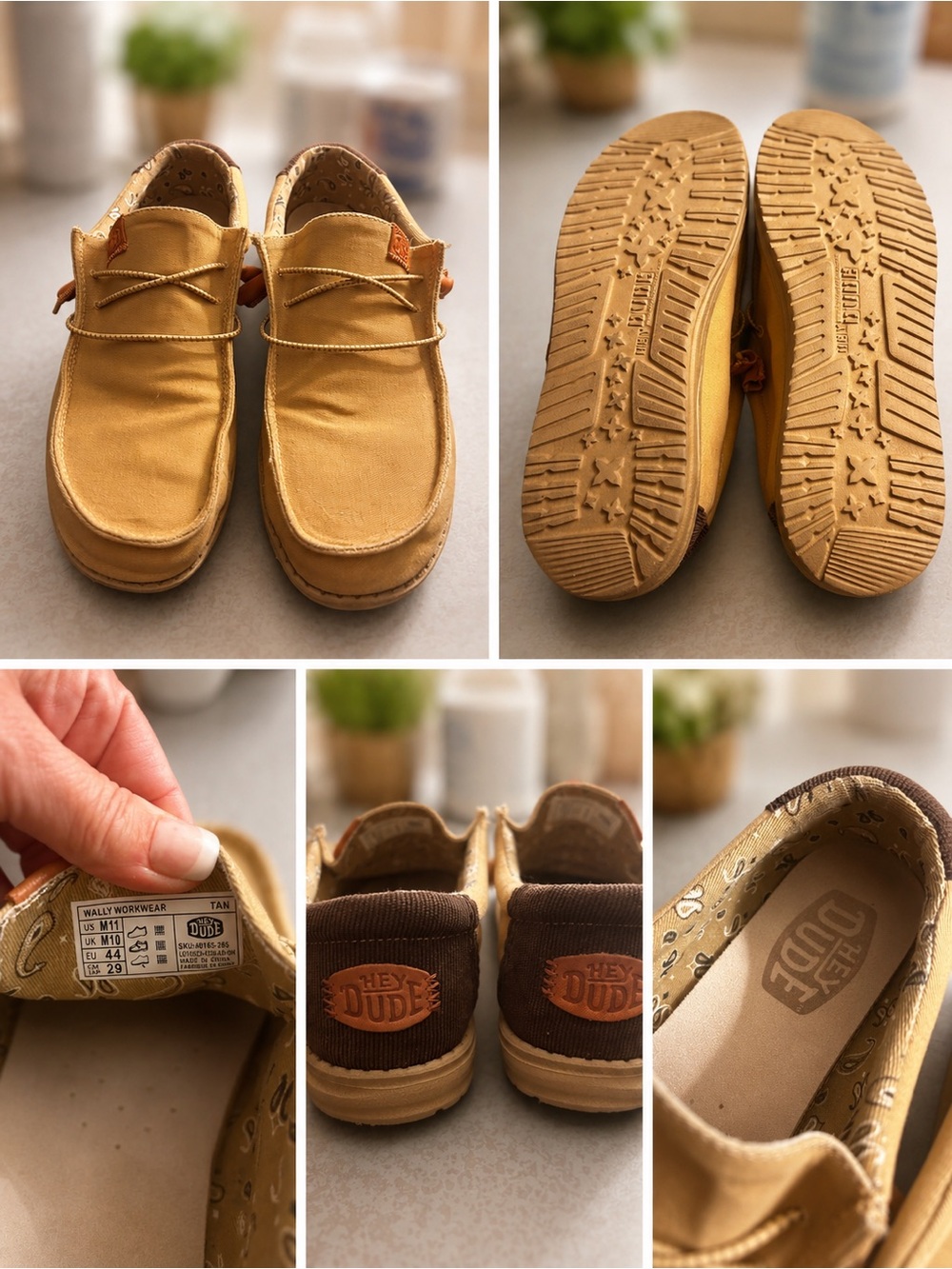 Hey Dude Men’s Tan Canvas Slip-On Sneakers